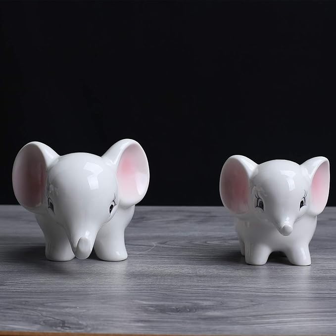 Ogrmar 2PCS Elephant Plant Window Boxes Cute Elephant Flower Pot/Modern White Ceramic Succulent Planter Pots/Tiny Flower Plant Containers Animal Decor - Che Cose Belle