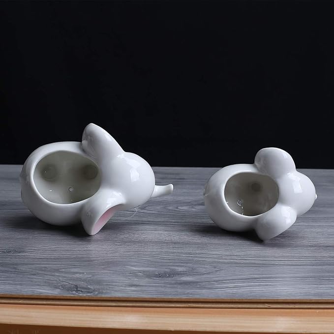 Ogrmar 2PCS Elephant Plant Window Boxes Cute Elephant Flower Pot/Modern White Ceramic Succulent Planter Pots/Tiny Flower Plant Containers Animal Decor - Che Cose Belle