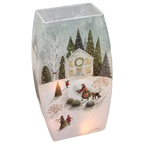 Lighted Glass Vase - Magical Winterland - Single House - 7¾ Inches tall