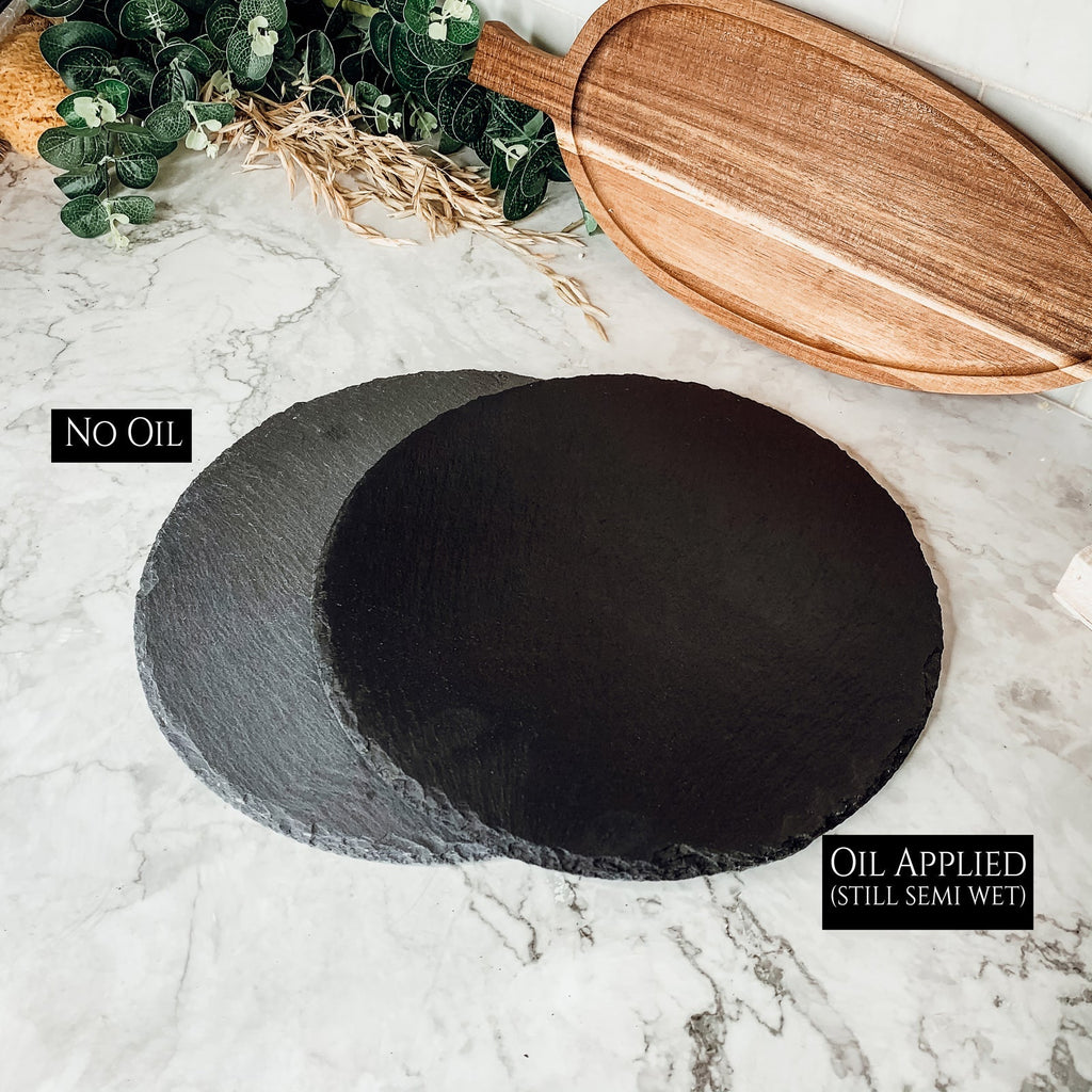Slate Round 11" Cheese Board Natural Layered Edge Slim 5-6mm