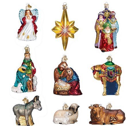 Old World Christmas Nativity Collection Glass Ornaments Set Of 9 - Che Cose Belle