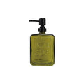 Olive Green Glass Soap Dispenser – “Pure Soap” Design - Che Cose Belle