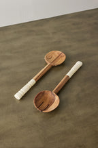 Olive Wood Salad Servers with Polished Bone Handles - Che Cose Belle
