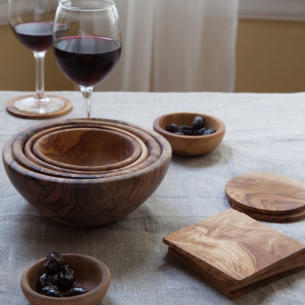 Olive Wood Square Coasters, Set of 4 - Che Cose Belle