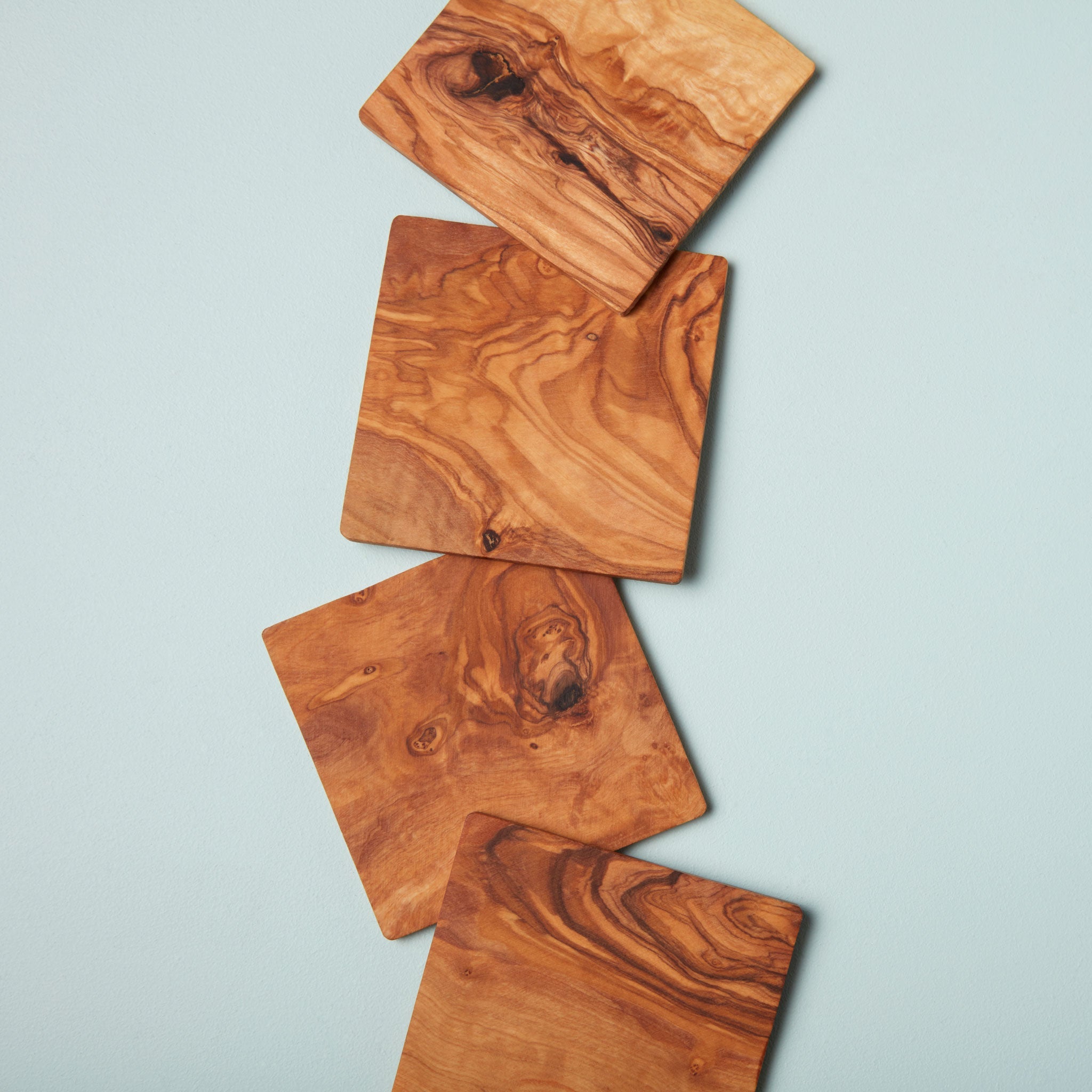 Olive Wood Square Coasters, Set of 4 - Che Cose Belle