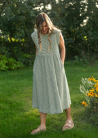 Olivia Green A - line Striped Midi Dress - Che Cose Belle