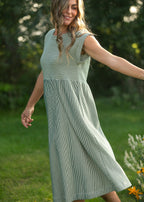 Olivia Green A - line Striped Midi Dress - Che Cose Belle