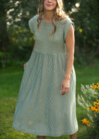 Olivia Green A - line Striped Midi Dress - Che Cose Belle