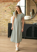 Olivia Green A - line Striped Midi Dress - Che Cose Belle