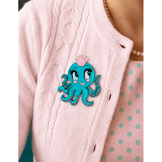 Olivia the Octo Cutie Brooch by Miss Fluff x Lipstick & Chrome - Che Cose Belle