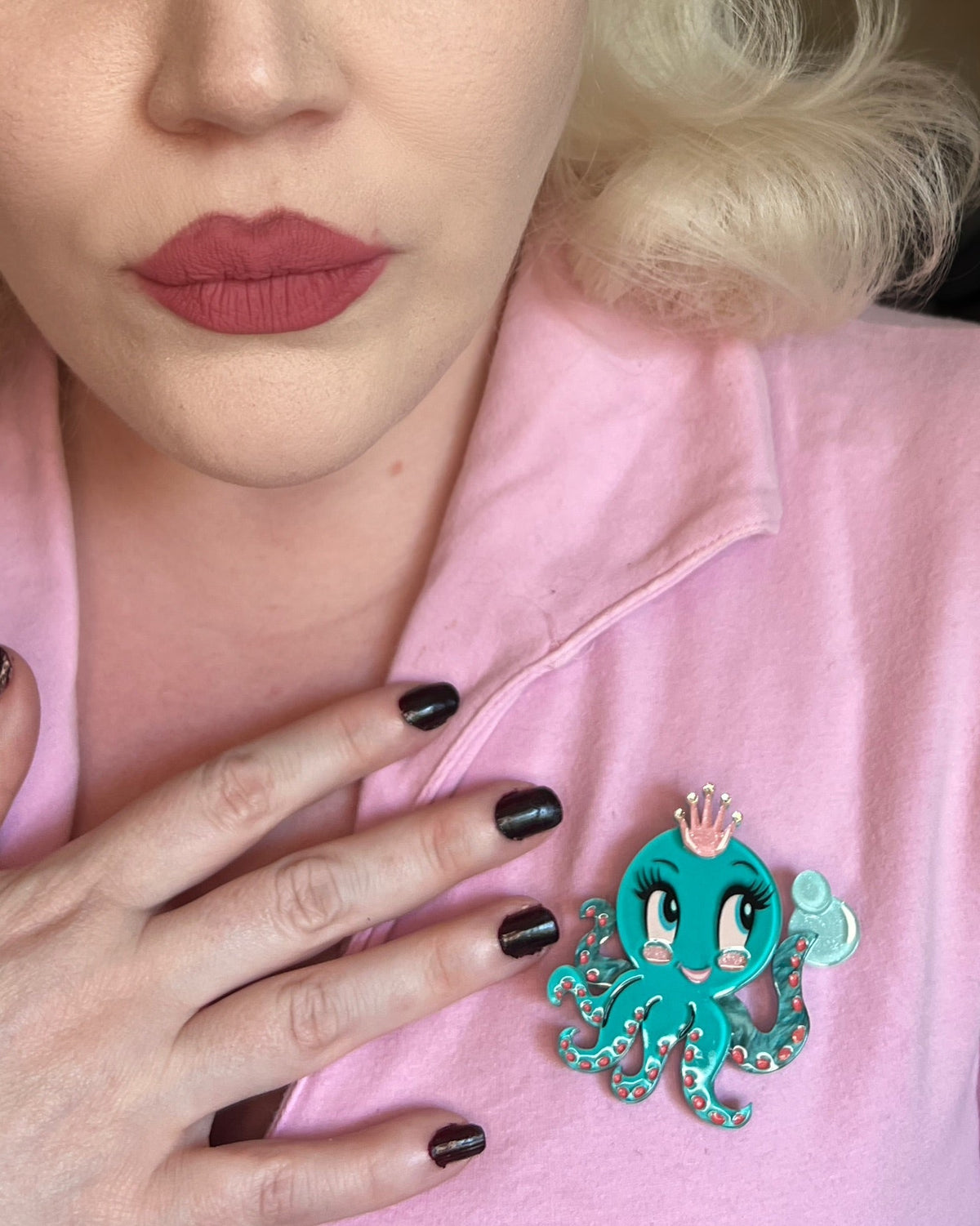 Olivia the Octo Cutie Brooch by Miss Fluff x Lipstick & Chrome - Che Cose Belle