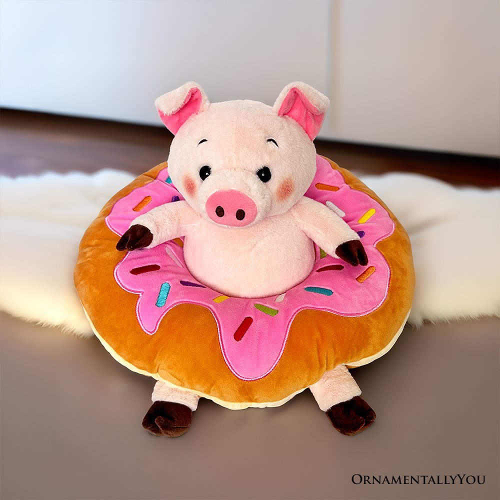 Ollie Oinker the Pig Plushie, Adorable 12" Donut Ring Stuffed Animal for Kids’ Gifts - Che Cose Belle