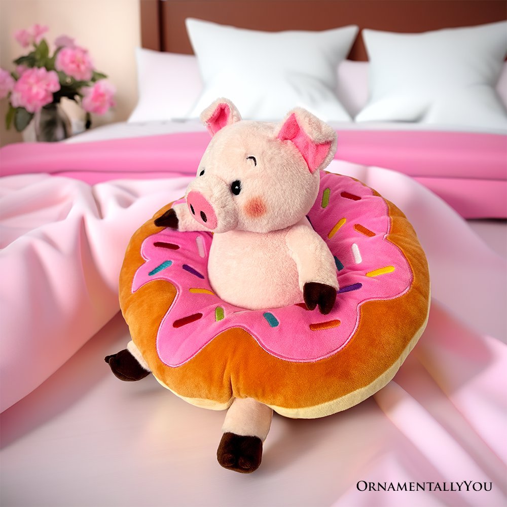 Ollie Oinker the Pig Plushie, Adorable 12" Donut Ring Stuffed Animal for Kids’ Gifts - Che Cose Belle