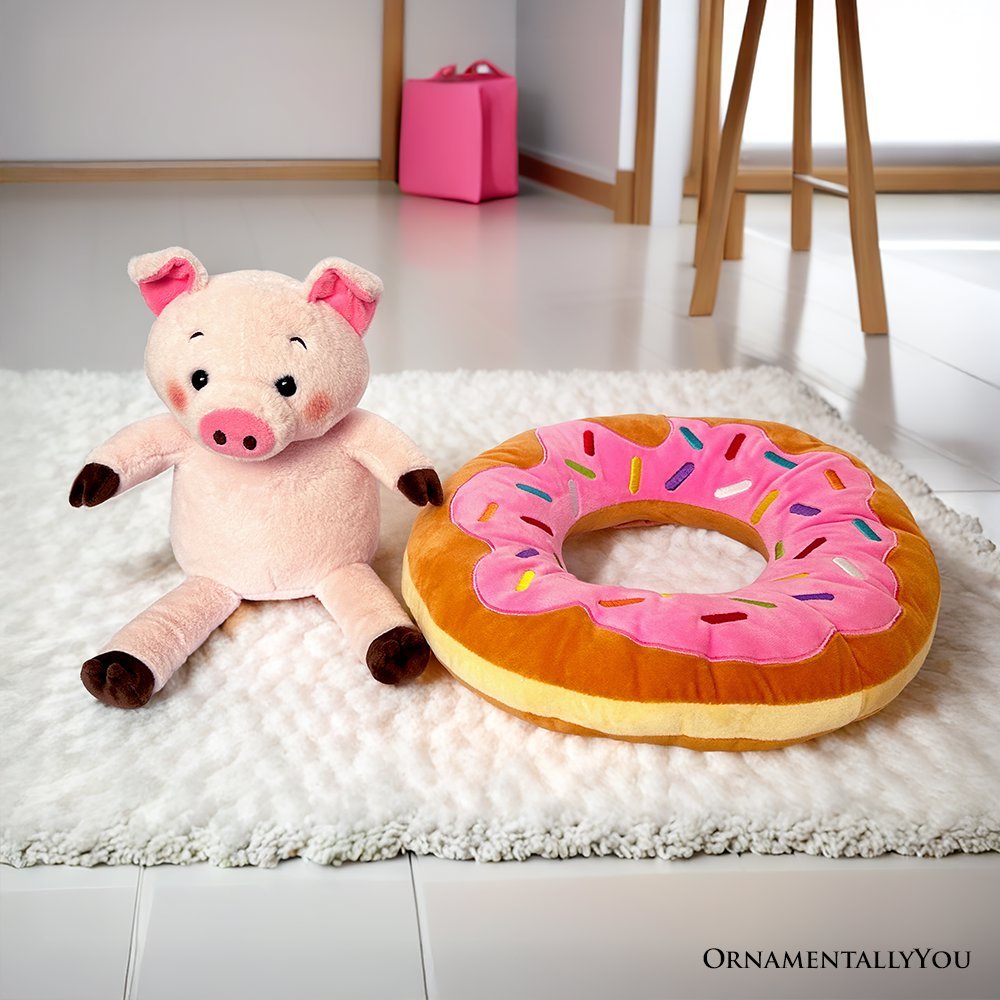 Ollie Oinker the Pig Plushie, Adorable 12" Donut Ring Stuffed Animal for Kids’ Gifts - Che Cose Belle