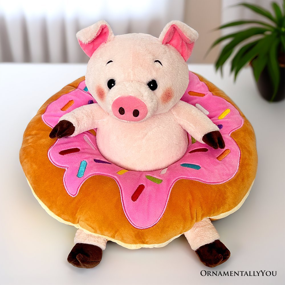 Ollie Oinker the Pig Plushie, Adorable 12" Donut Ring Stuffed Animal for Kids’ Gifts - Che Cose Belle