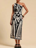 One - Shoulder Tropical Print Midi Dress - Che Cose Belle