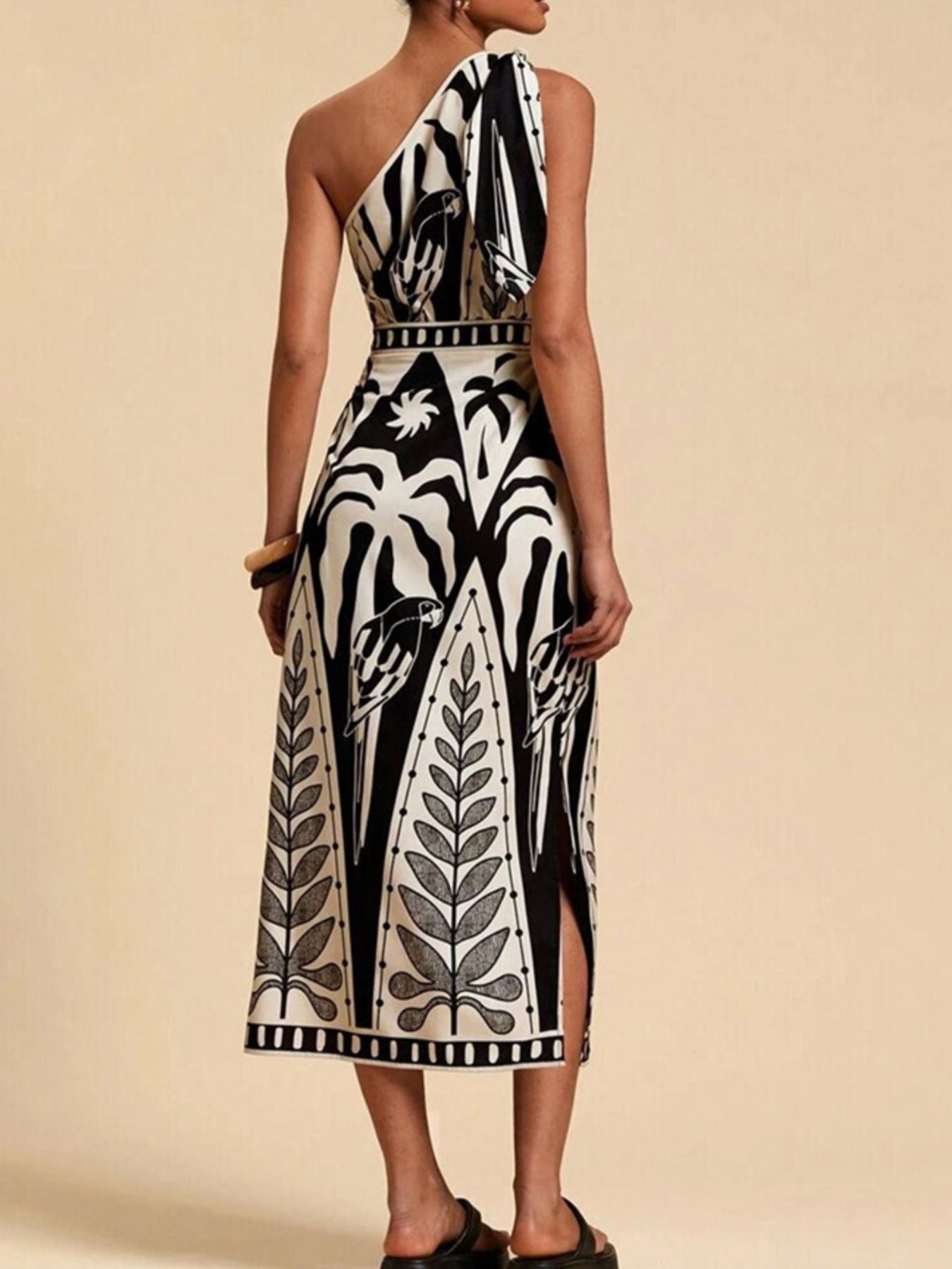 One - Shoulder Tropical Print Midi Dress - Che Cose Belle