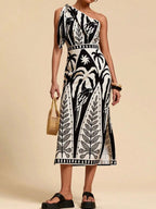 One - Shoulder Tropical Print Midi Dress - Che Cose Belle