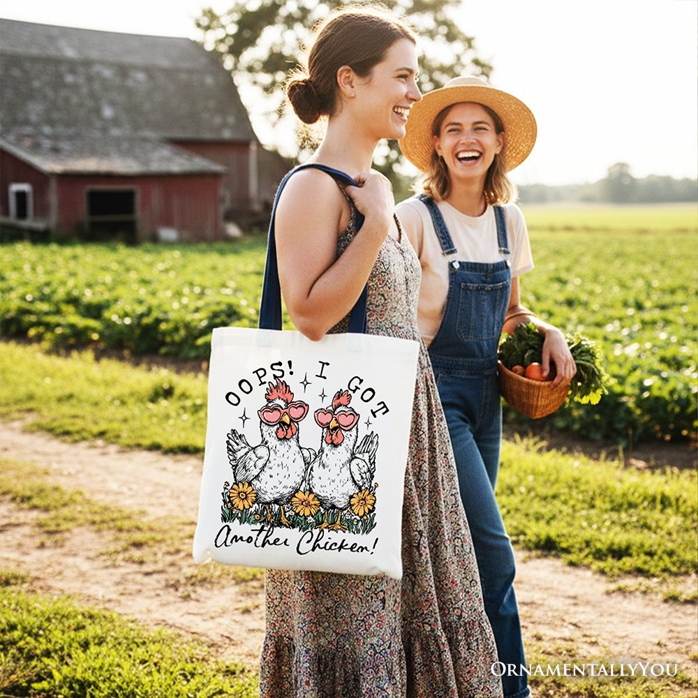 Oops I Got Another Chicken Canvas Tote Bag, Funny Farm Animal Gift Shopper - Che Cose Belle