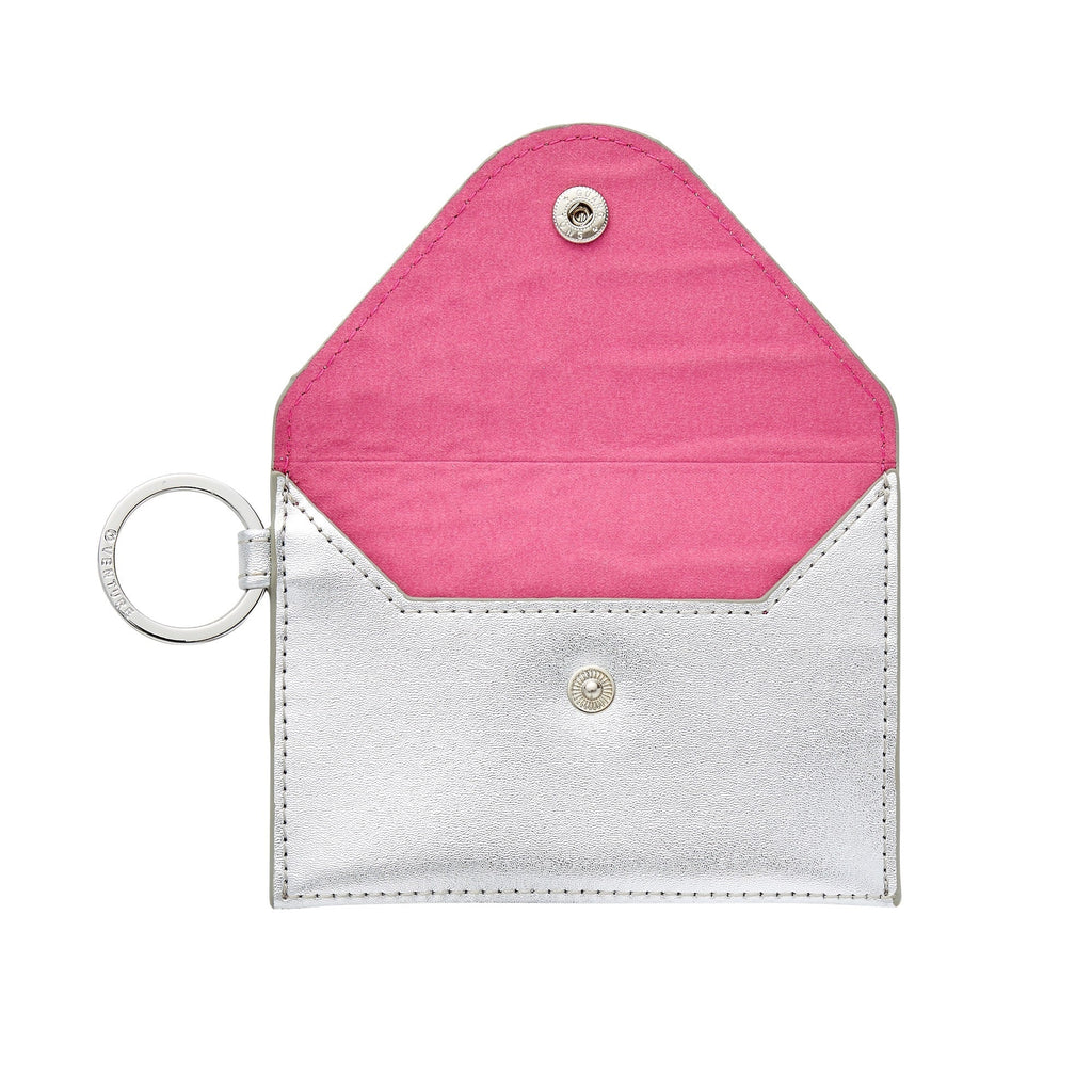 Keychain Wallet — Silver Leather Envelope Wallet