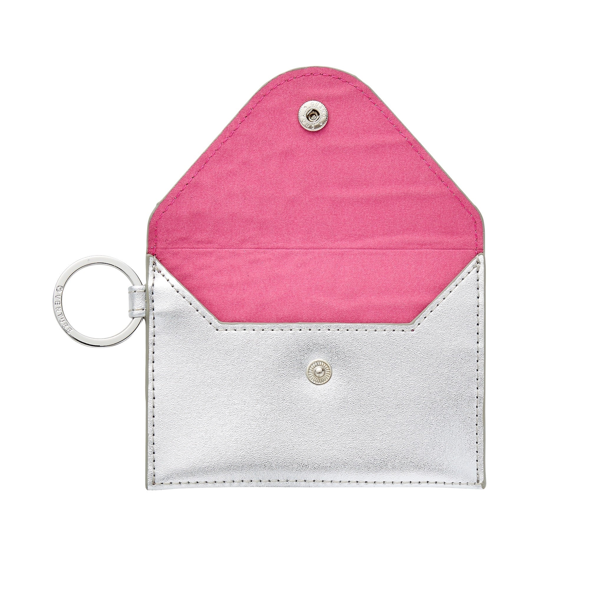 Keychain Wallet — Silver Leather Envelope Wallet
