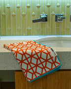 Orange Breeze Block Hand Towel 18" x 24" - Che Cose Belle