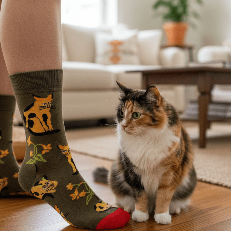 Orange Cat | Cotton Blend Socks - Che Cose Belle