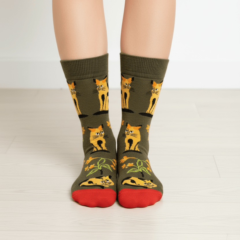 Orange Cat | Cotton Blend Socks - Che Cose Belle