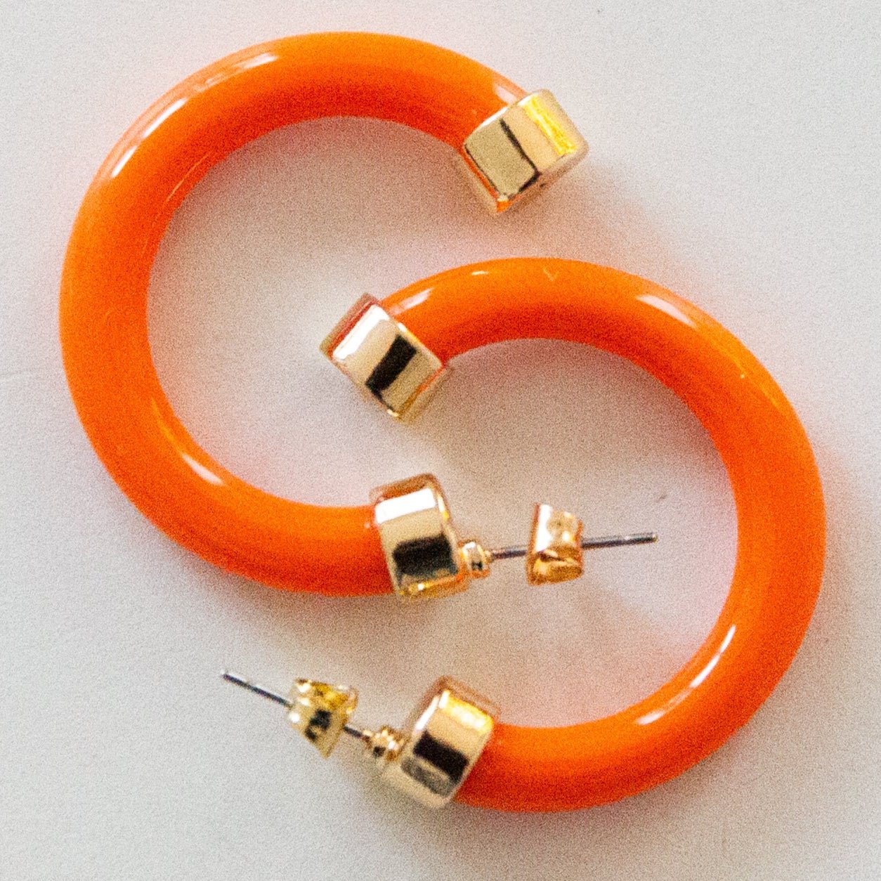 Orange Mini Hoop Earrings - Che Cose Belle