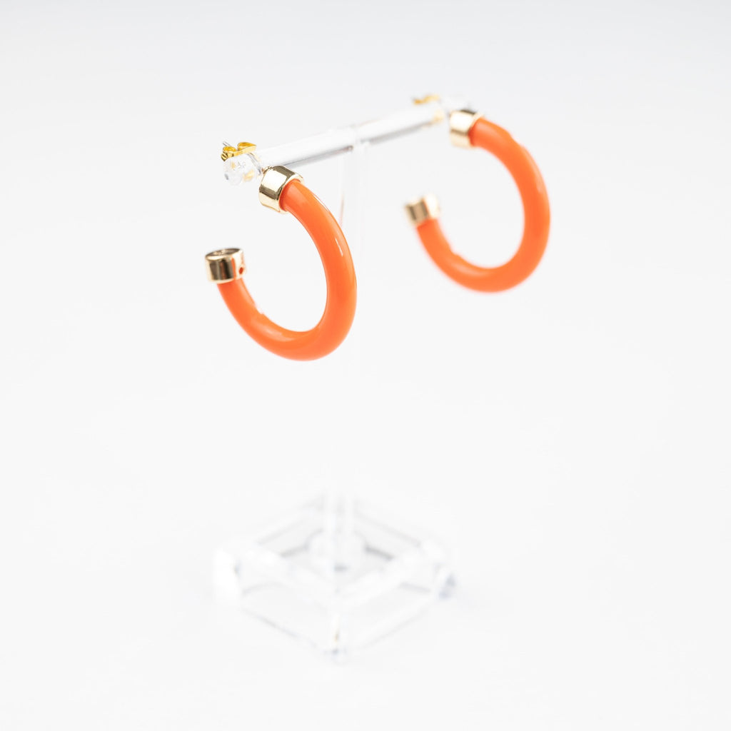 Orange Mini Hoop Earrings - Che Cose Belle