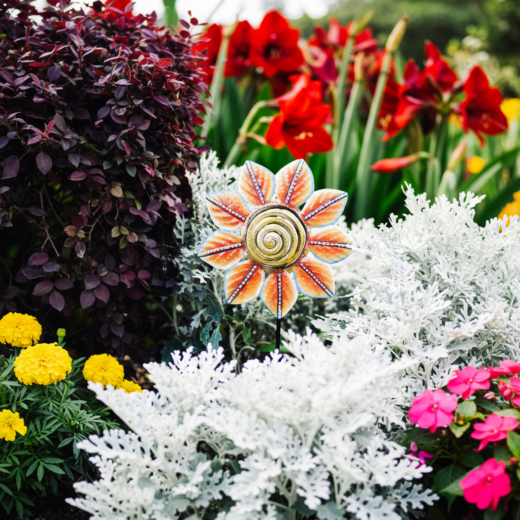 Orange Petal Painted Garden Stake - Che Cose Belle