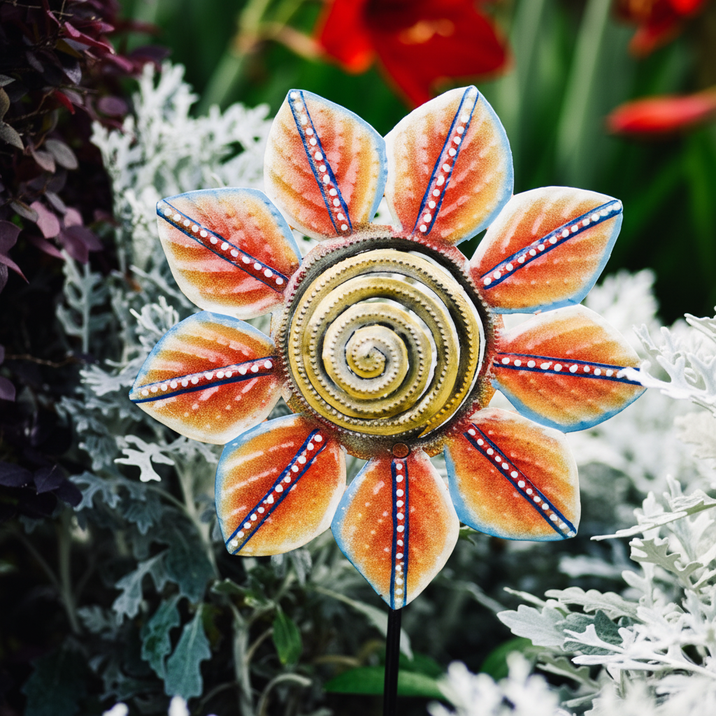 Orange Petal Painted Garden Stake - Che Cose Belle