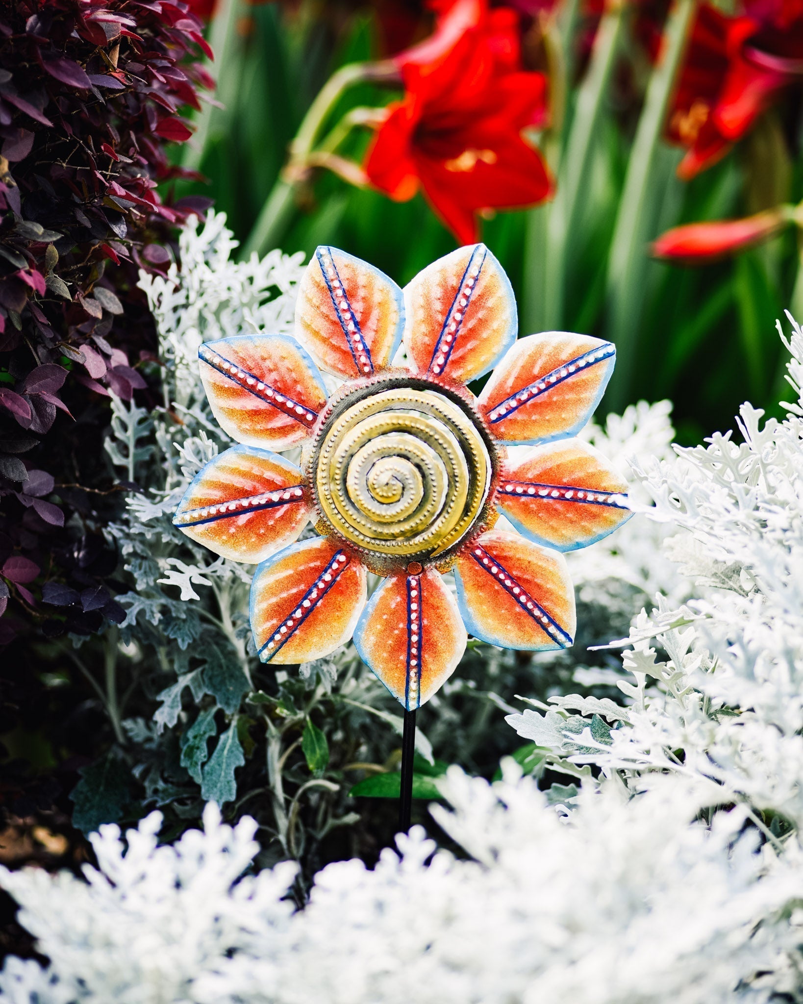 Orange Petal Painted Garden Stake - Che Cose Belle
