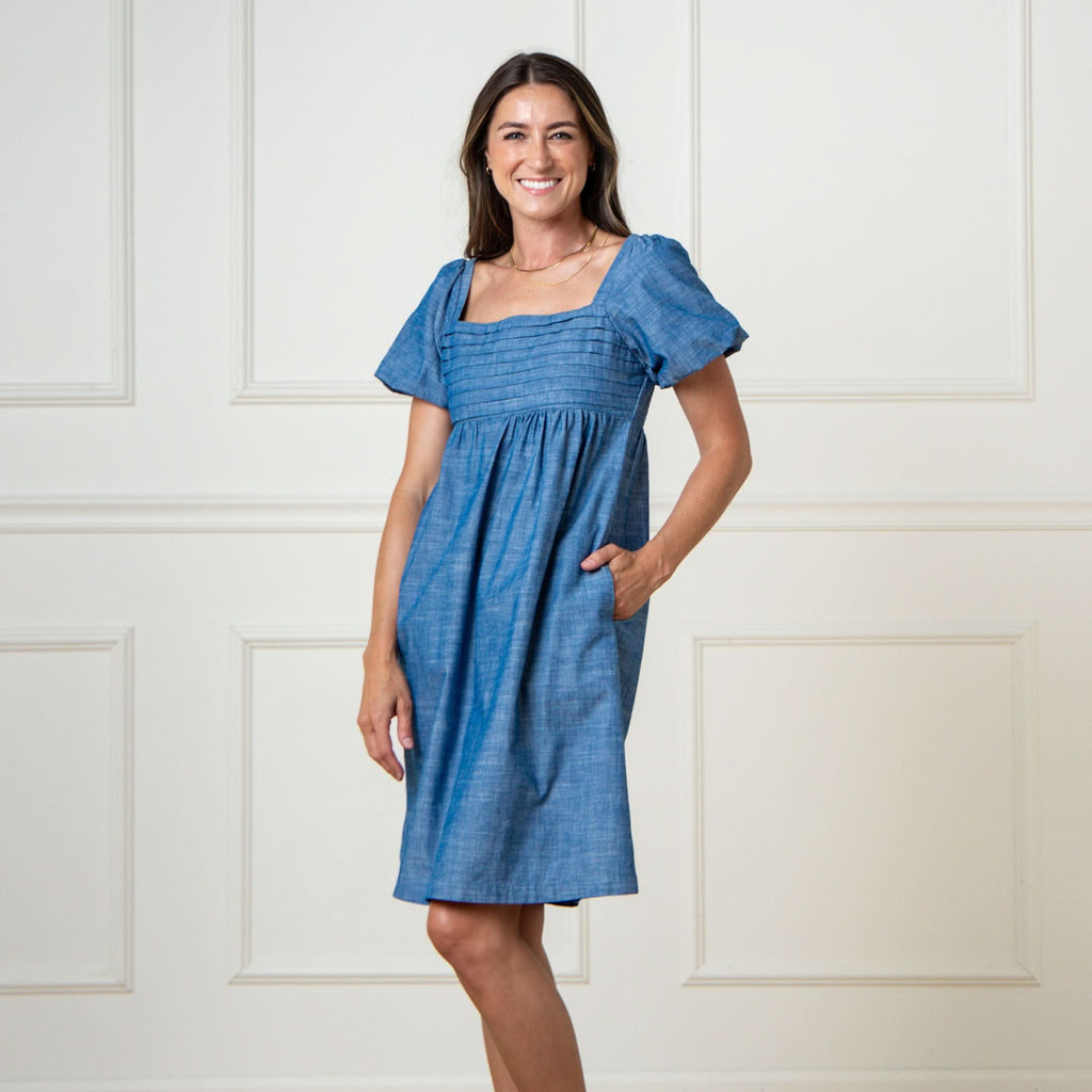 Organic Ruched Chambray Dress - Che Cose Belle