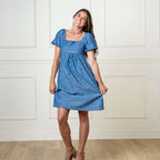 Organic Ruched Chambray Dress - Che Cose Belle
