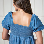 Organic Ruched Chambray Dress - Che Cose Belle