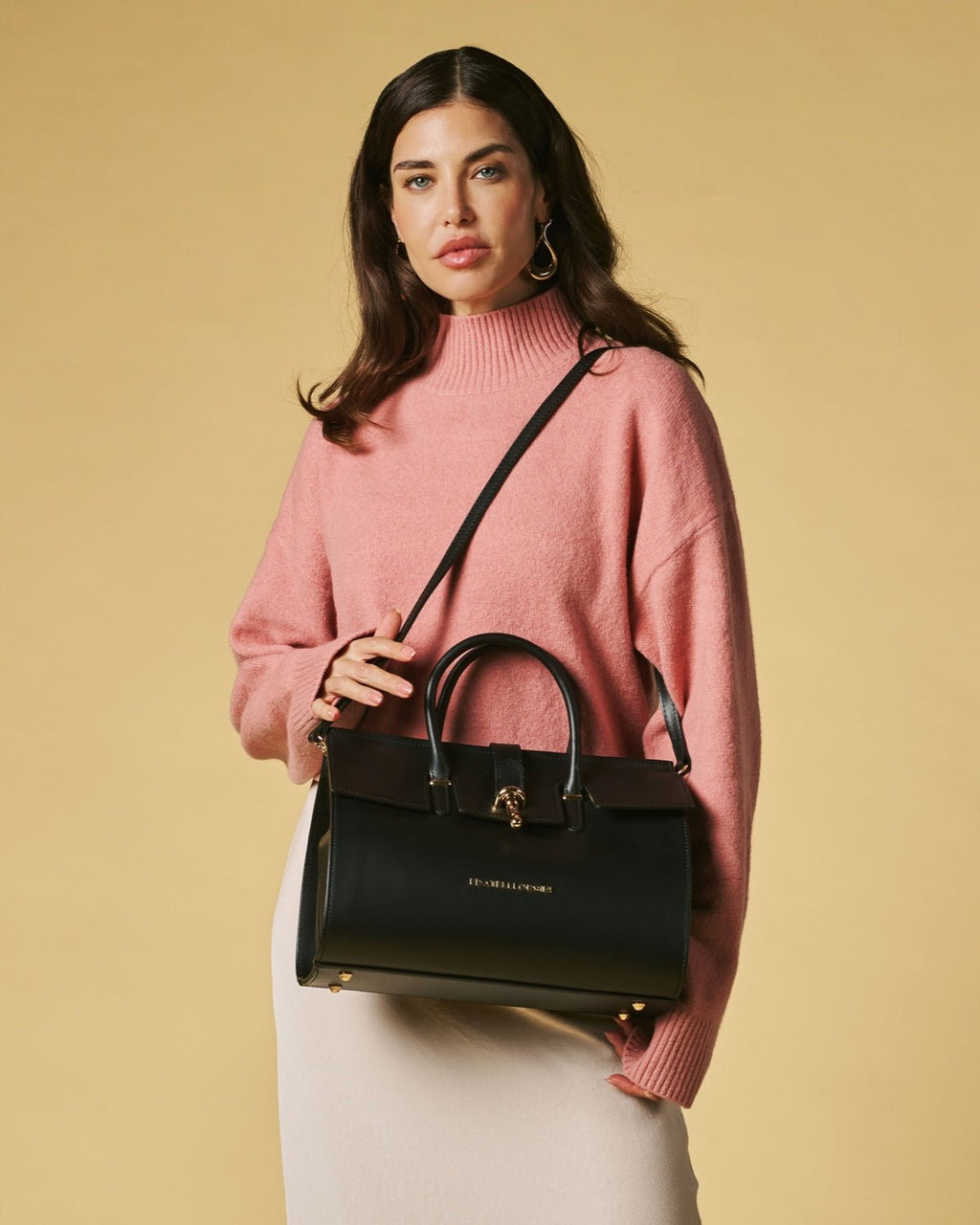 Oriana (black) - Italian calf leather women's handbag (with shoulder strap) - Che Cose Belle