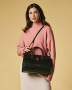 Oriana (black) - Italian calf leather women's handbag (with shoulder strap) - Che Cose Belle