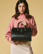 Oriana (black) - Italian calf leather women's handbag (with shoulder strap) - Che Cose Belle