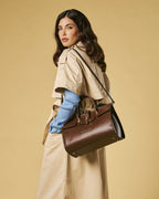 Oriana (brown) - Italian calf leather women's handbag (with shoulder strap) - Che Cose Belle