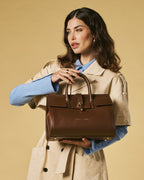 Oriana (brown) - Italian calf leather women's handbag (with shoulder strap) - Che Cose Belle