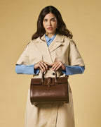 Oriana (brown) - Italian calf leather women's handbag (with shoulder strap) - Che Cose Belle