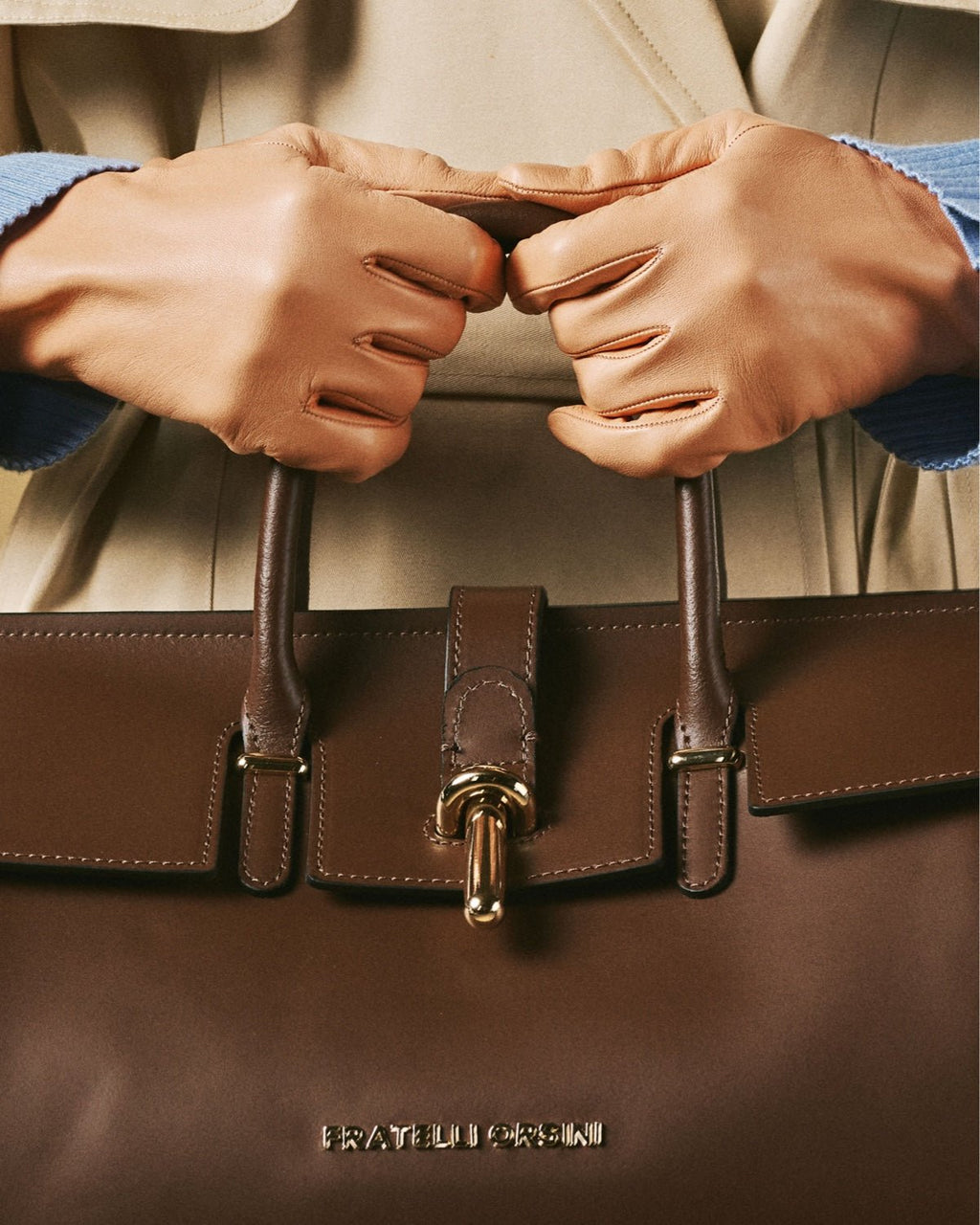 Oriana (brown) - Italian calf leather women's handbag (with shoulder strap) - Che Cose Belle
