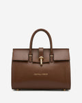 Oriana (brown) - Italian calf leather women's handbag (with shoulder strap) - Che Cose Belle