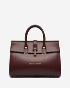 Oriana (eggplant) - Italian calf leather women's handbag (with shoulder strap) - Che Cose Belle