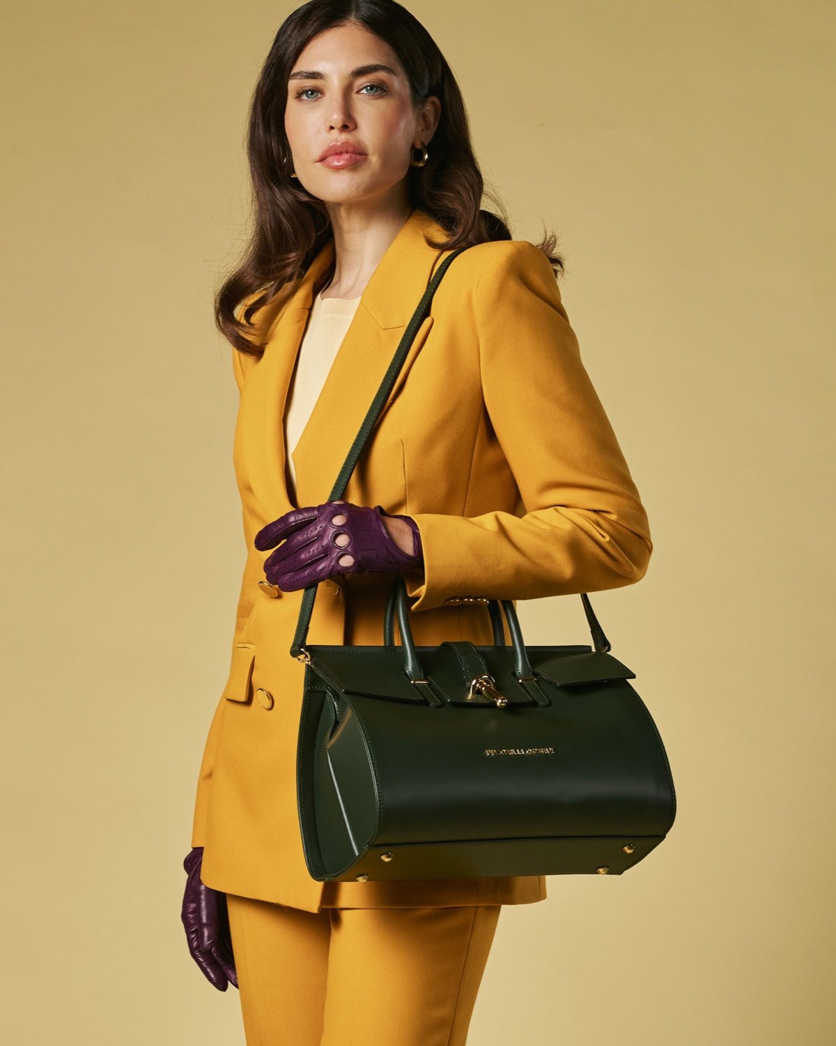 Oriana (green) - Italian calf leather women's handbag (with shoulder strap) - Che Cose Belle