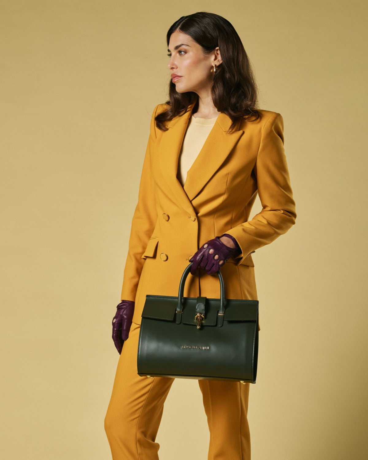 Oriana (green) - Italian calf leather women's handbag (with shoulder strap) - Che Cose Belle