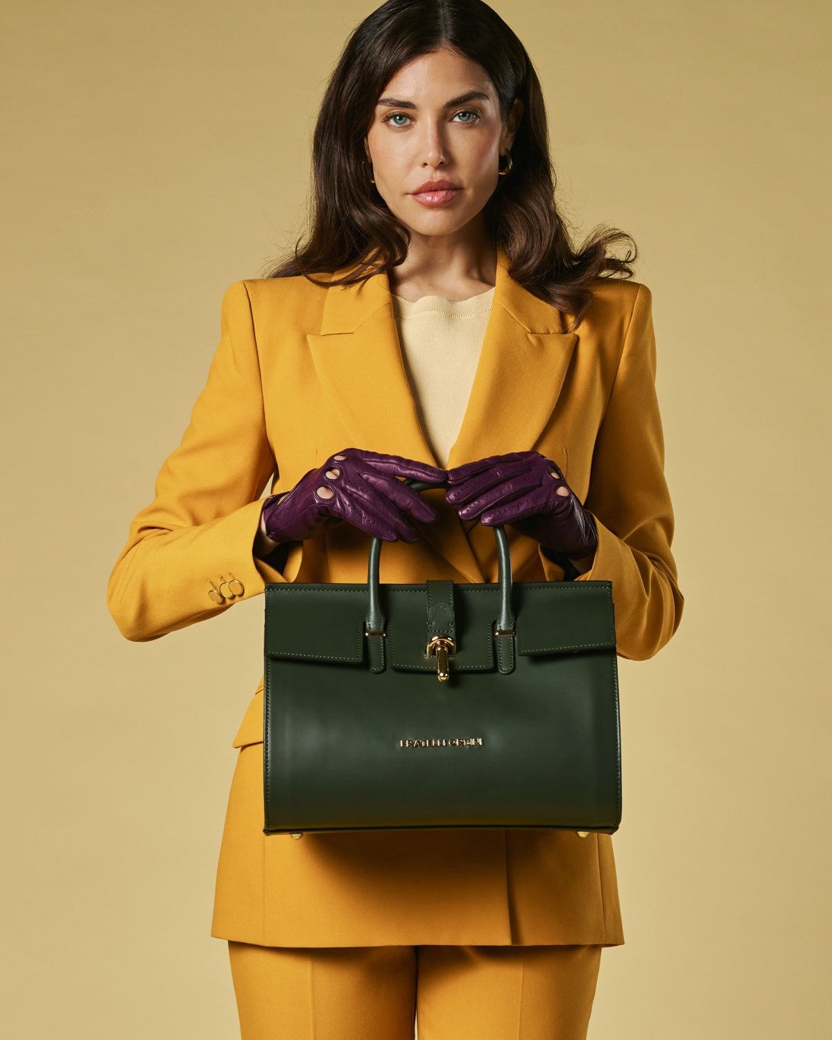 Oriana (green) - Italian calf leather women's handbag (with shoulder strap) - Che Cose Belle