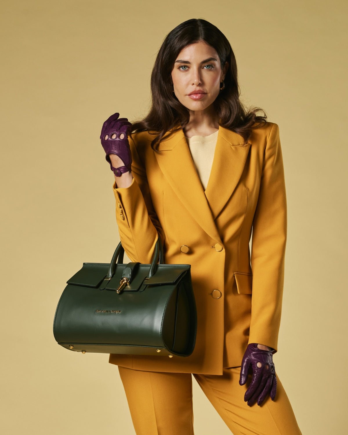Oriana (green) - Italian calf leather women's handbag (with shoulder strap) - Che Cose Belle