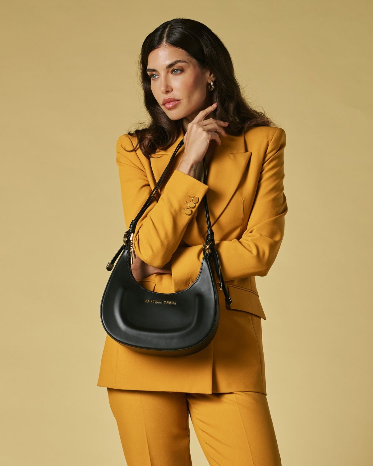 Ornella (black) - Italian calf leather women's crossbody bag (with shoulder strap) - Che Cose Belle